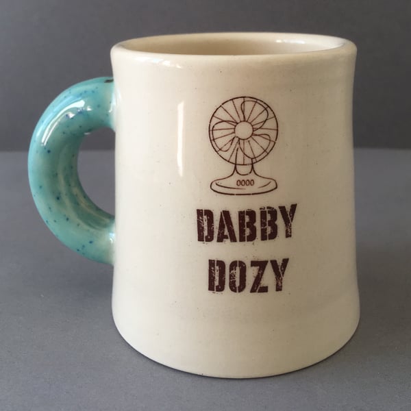 Fandabbidozy. Coffee cup. The Krankies. Tea cup.  Handmade. Graphic. Retro