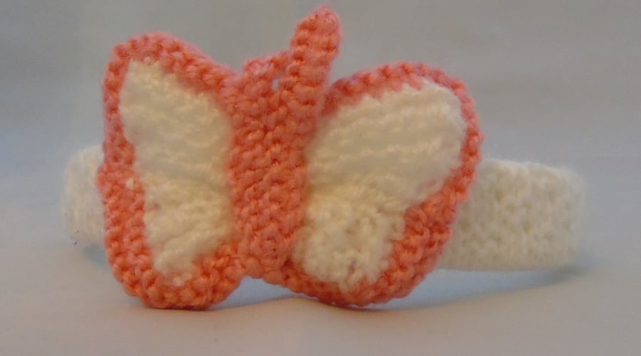 White and Pink Knitted hairband