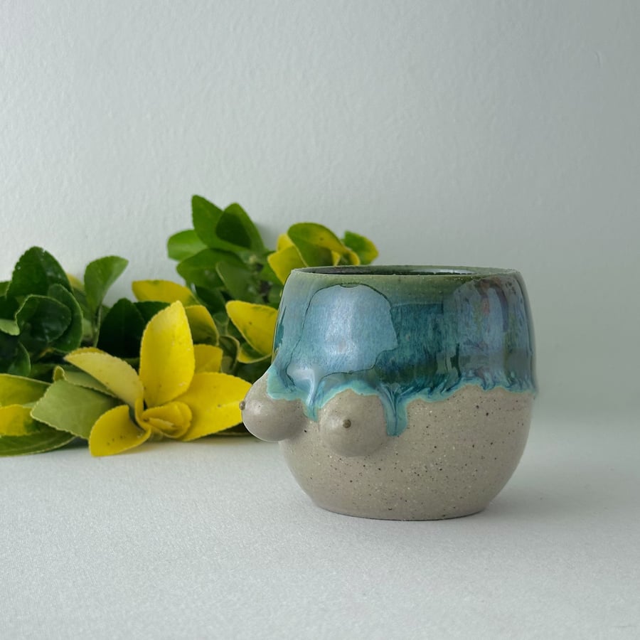 Handmade Green Ceramic Boobs Coffee Cup, Tits Mugs, Boobs Tea Mug