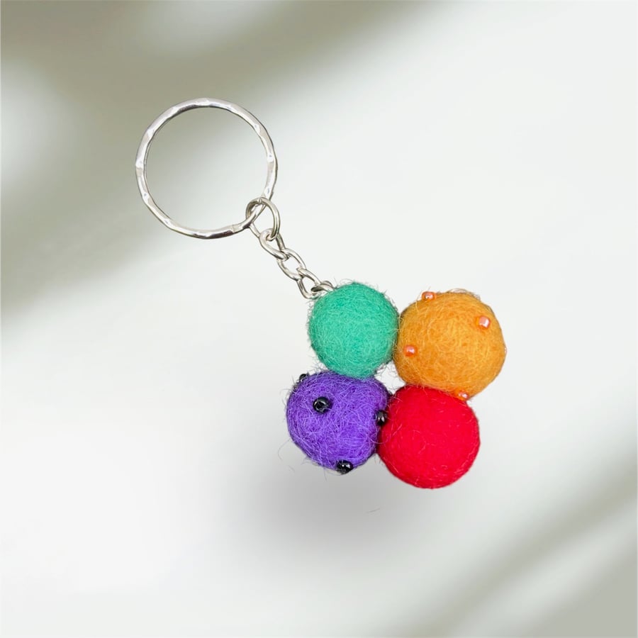 Felt ball keyring, bright, multicoloured (M2)