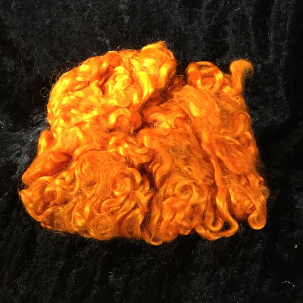 MoBair Kid Mohair Locks Hand Dyed Random Pumkin Orange