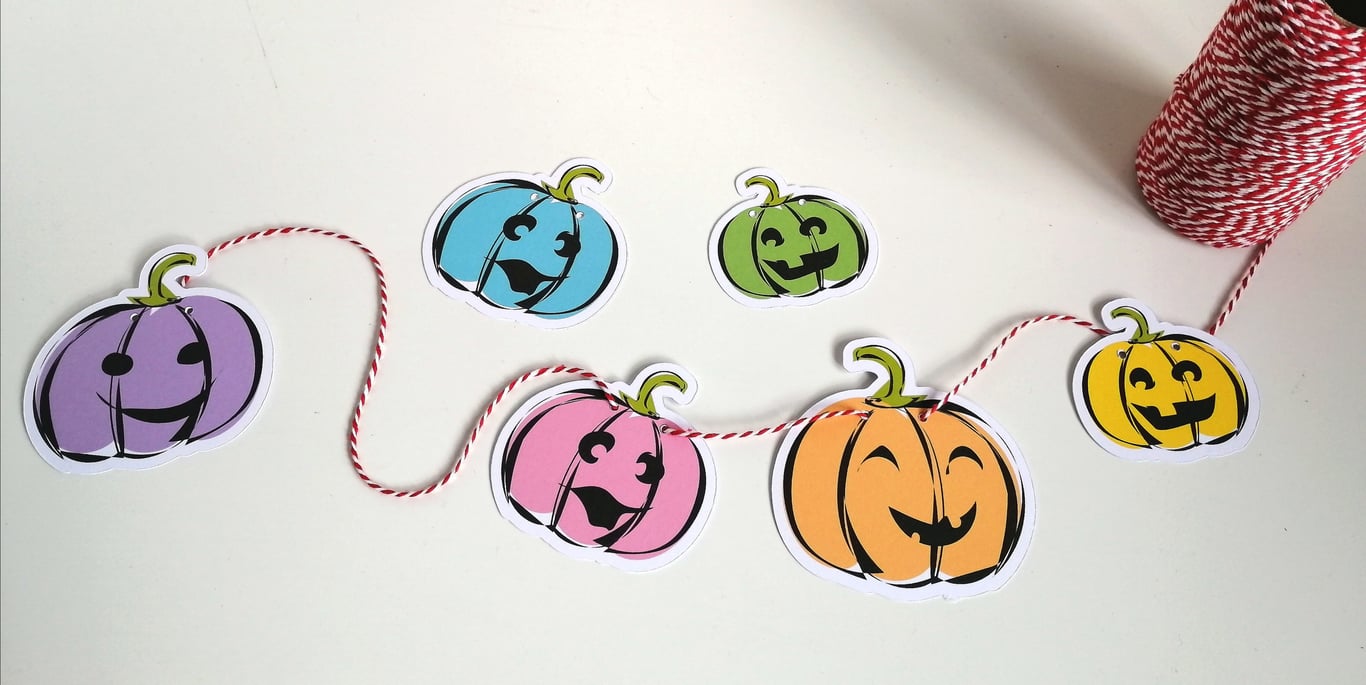 Pumpkin Bunting, Halloween Decorations, Kawaii, cute pumpkin decorations