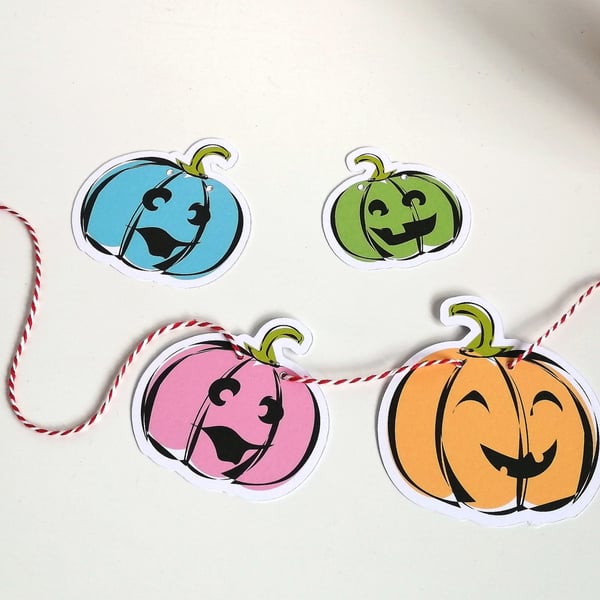 Pumpkin Bunting, Halloween Decorations, Kawaii, cute pumpkin decorations