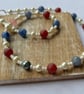 Winter Berry - Red, Blue and Pearl Frosted Glass Statement Necklace - Image 4