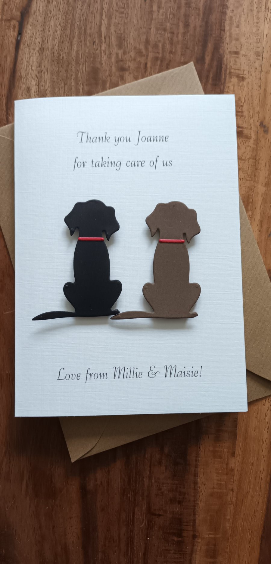 Thank You Card For Dog Carer, Walker, Groomer, Boarder. One Or Two Dogs