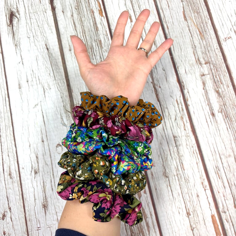 Handmade No-Waste Scrunchies- Eco-Friendly Hair Ties Made from Fabric Off-Cuts