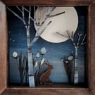 Hare and Moon Picture, Enchanted Forest, Woodland Scene, British Wildlife
