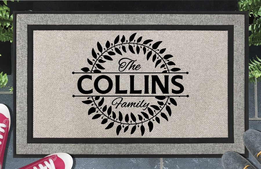 Personalised Surname Door Mat - Customised Family Name Doormat - All Weather 
