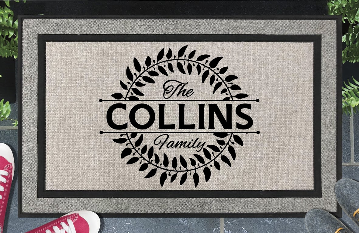 Personalised Surname Door Mat - Customised Family Name Doormat - All Weather 