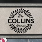 Personalised Surname Door Mat - Customised Family Name Doormat - All Weather 