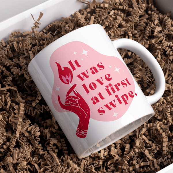 Love At First Swipe: Online Dating Mug, Gift for Partner, Gift For Valentines 
