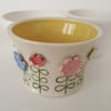 Ceramic hand thrown crackle bowl with spring flowers