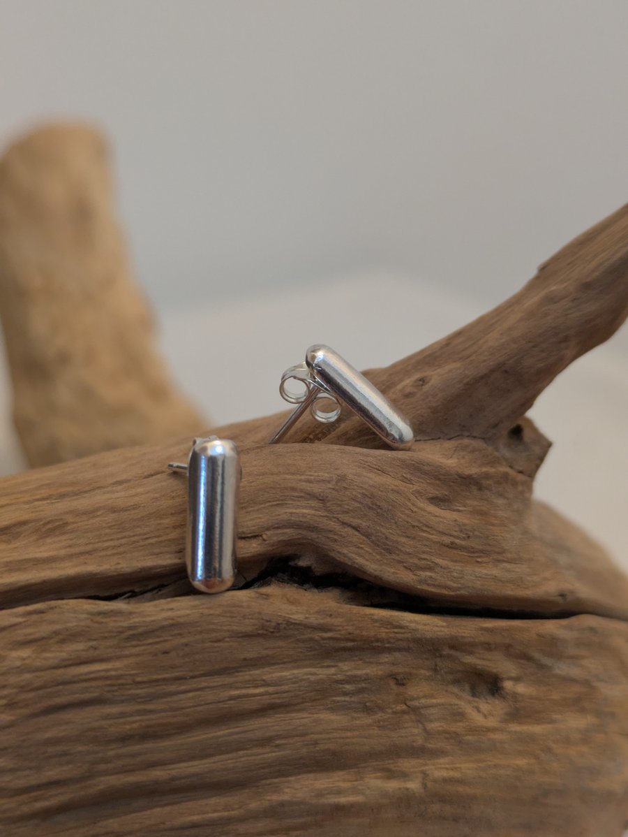 Silver pill earrings 