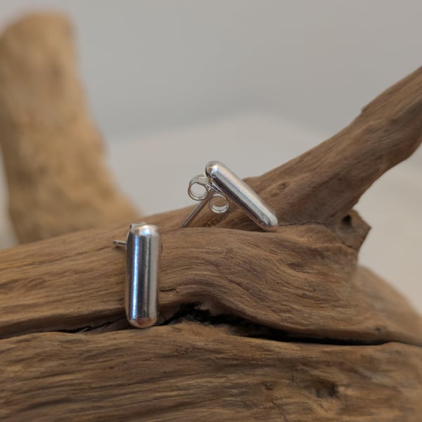 Silver pill earrings 