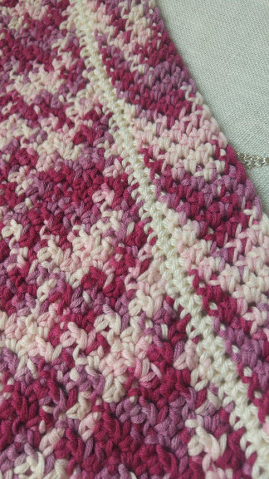 Cotton Dusky Pink, Pink and White Crochet Baby Pram Blanket