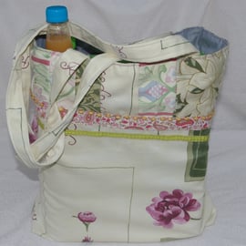 Bag Large Shopping Bag with Long handles and patchwork.