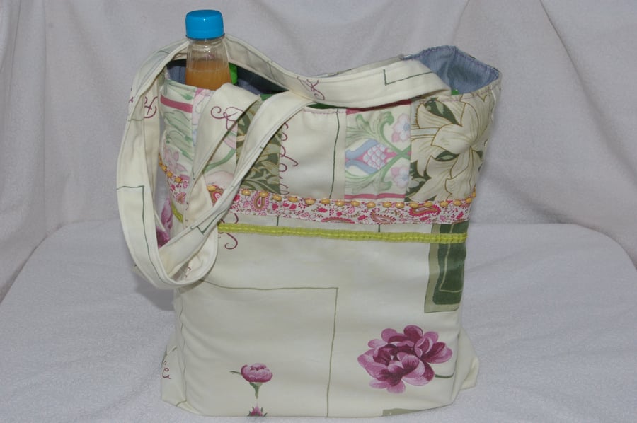 Bag Large Shopping Bag with Long handles and patchwork.