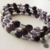 Purple Cat's Eye Bead Wrap Around Memory Wire Bracelet   KCJ949