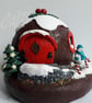 Handmade Polymer Clay Christmas Pudding Fairy House Ornament With Lights - Image 1