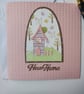 New Home Card - Pink House with woodland scene and knitted effect embossed card - Image 4
