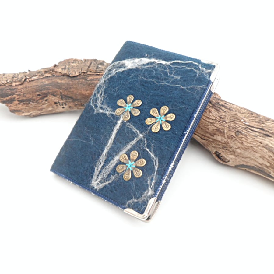 Dark Blue Floral 2016 pocket diary and card wallet combination