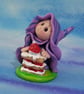 Tiny Garden Party Gnome 'Lindy' with cream cake OOAK Sculpt Ann Galvin