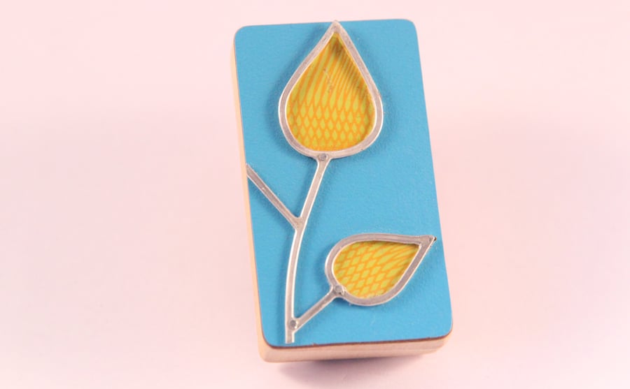 Formica Leaf Brooch Yellow