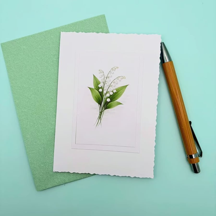 Lily of the Valley A6 Blank Card - Botanical Floral Note Card