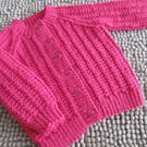 18" Fuchsia Round Neck Patterned Baby Cardigan