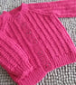 18" Fuchsia Round Neck Patterned Baby Cardigan