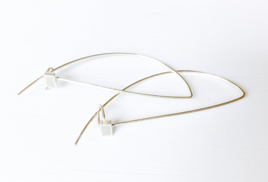 Grey Long Wire Earrings, Contemporary, Minimalist Jewellery