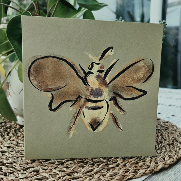Bee Illustration Art Work Blank Greetings Card Birthday Thank You