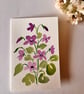 Wood violet hand painted card - Image 1