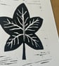 'Autumn Leaf' A5 Original Lino Print  - Image 3