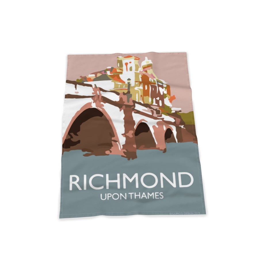 Richmond Upon Thames London Surrey retro souvenir tea towel