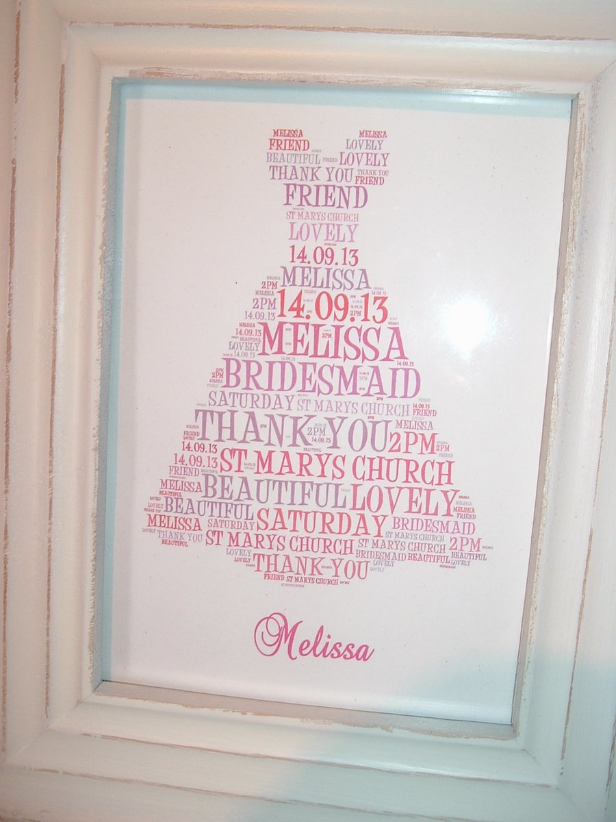 personalised bridesmaid canvas sheet beautiful gift 18th 21st