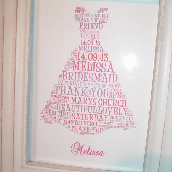 personalised bridesmaid canvas sheet beautiful gift 18th 21st