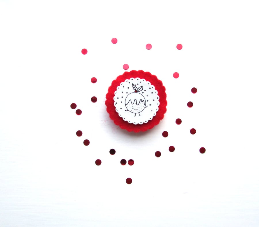 Christmas pudding - handmade christmas brooch
