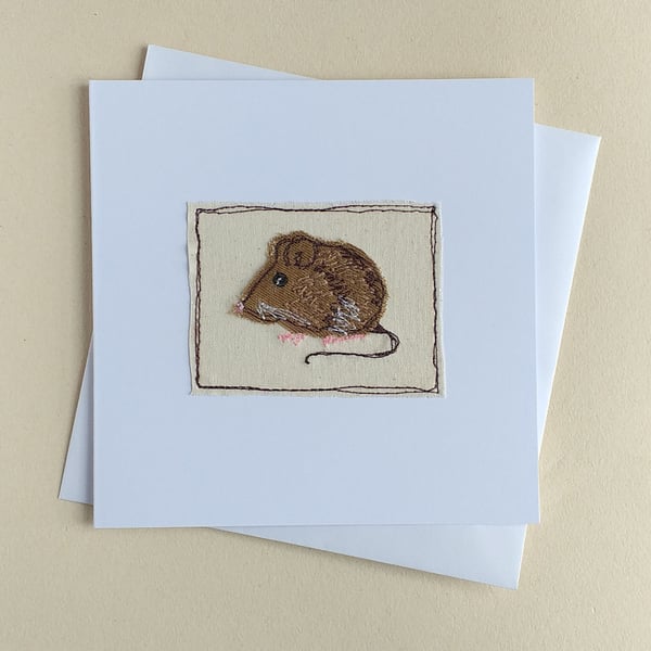 Embroidered Field Mouse Card