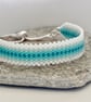 Blue and White Beadwork Slider Bracelet - Image 2