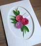 Handmade birthday card with paper quilled flowers