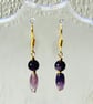 Amethyst earrings on gold plated hook - February birthstone