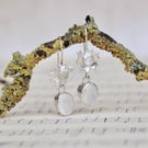 Sterling silver and moonstone earrings inspired by lichen