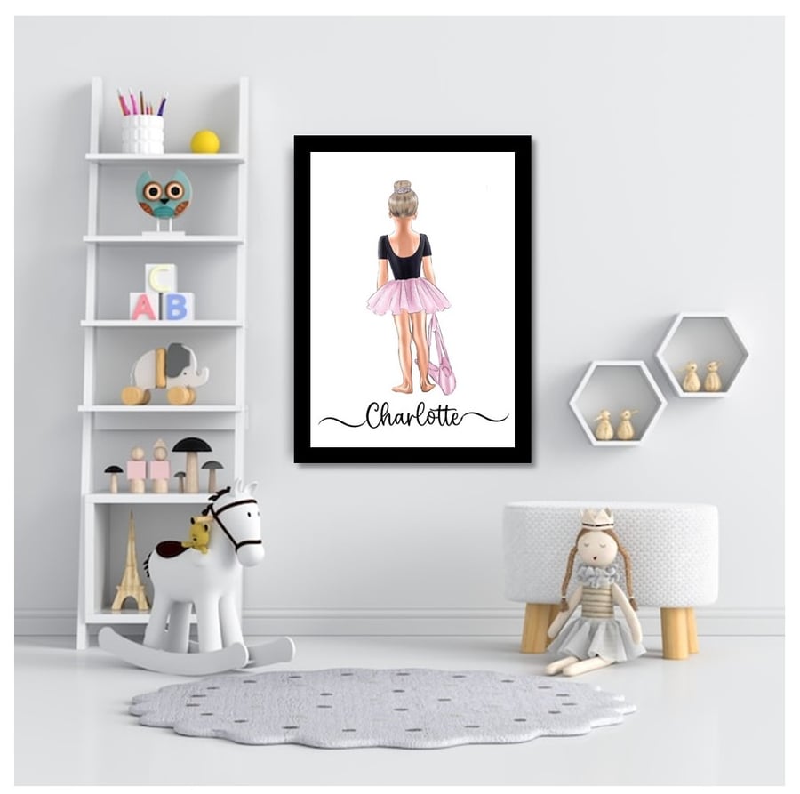 Personalised Young Girl Ballerina Art Print