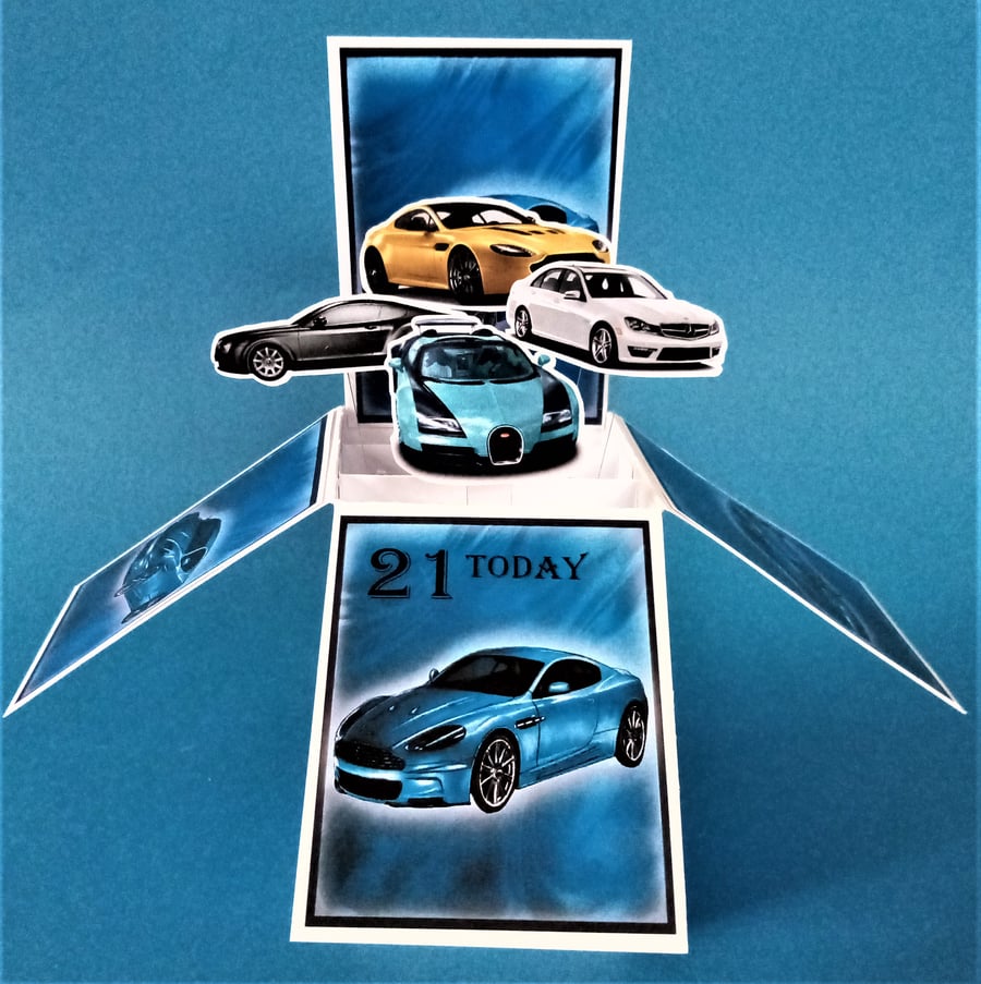 Men's 21st Birthday Card with Cars