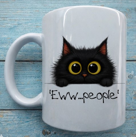 Eww...people - Lawless Clawde Black Cat Ceramic Mug