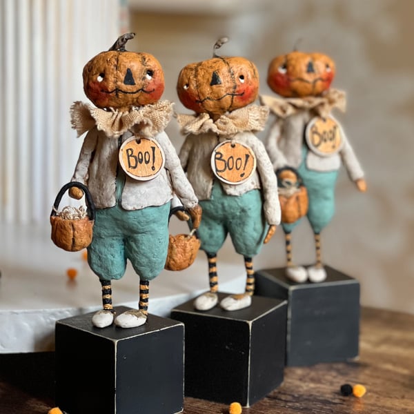 Pumpkin spun cotton Art Dolls Boo!! Halloween 