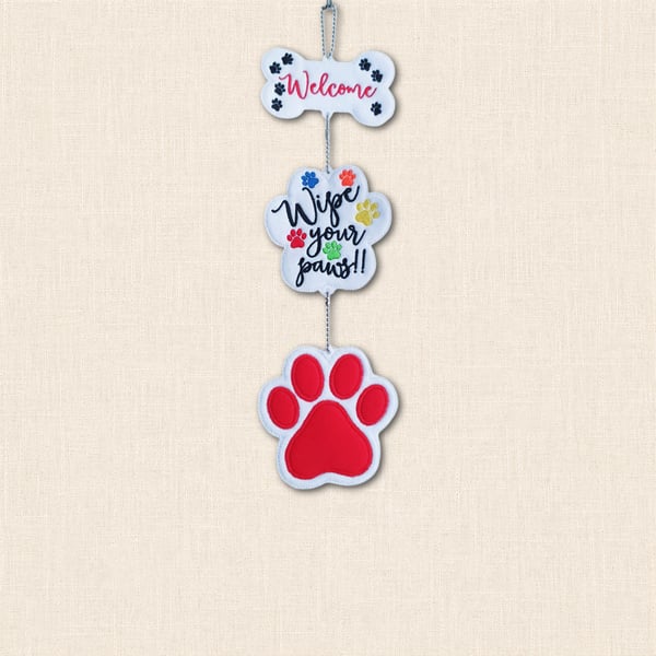 Welcome Wipe Your Paws Decoration - Embroidered Pet Home Decor