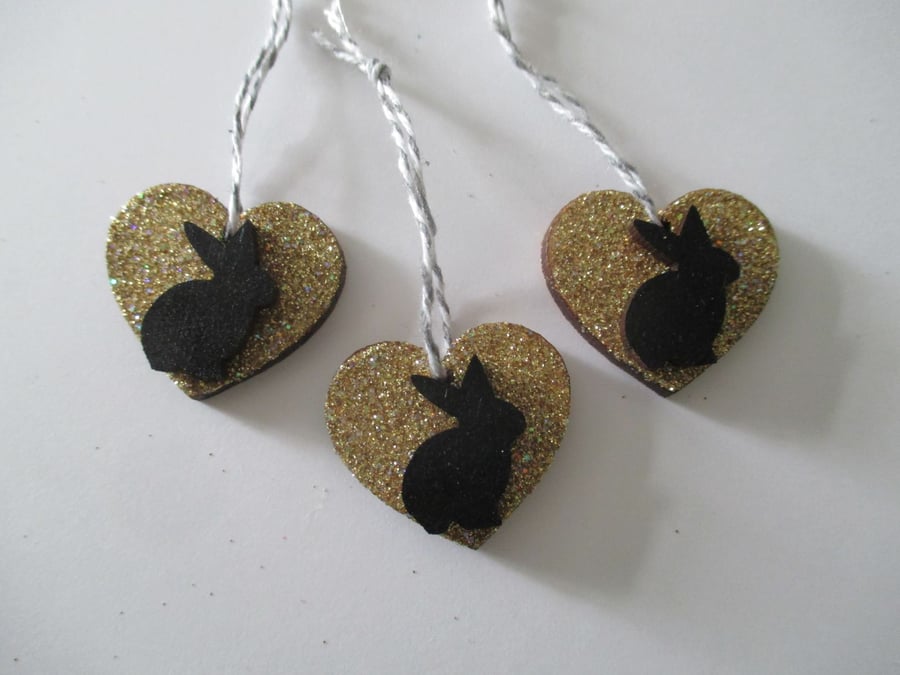 Christmas Tree Decorations Mini Bunny Rabbit Glittery Baubles Wreath Garland