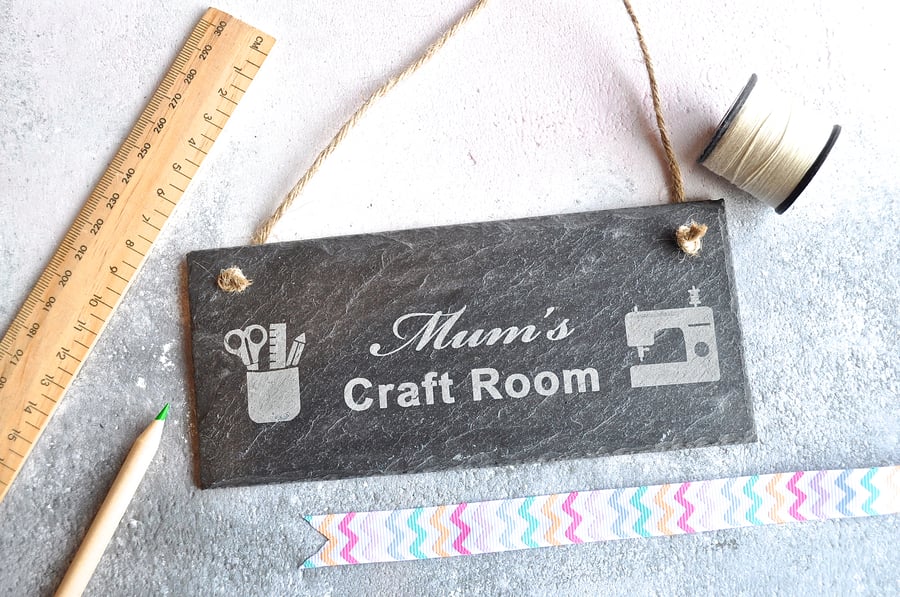 Personalised Craft Room Slate Sign